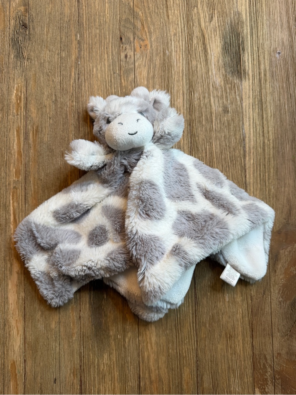 Oobles Gray and White Giraffe Plush Lovey Comforter for Kids